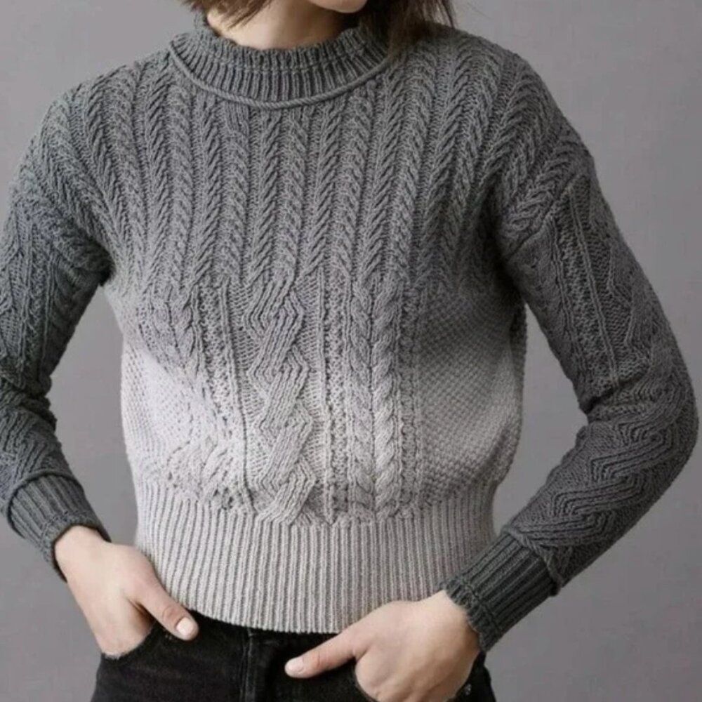 Anthropologie Marci Dip Dyed Cable Knit Sweater Size Small